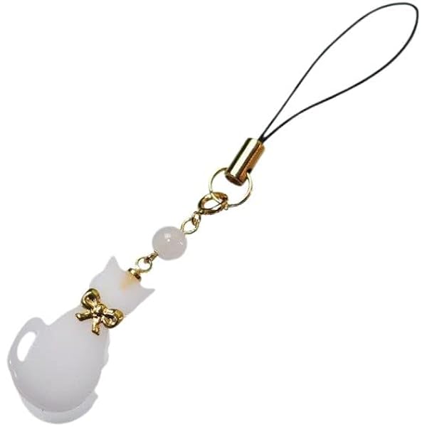 Amazon.co.jp: 黒猫 モリオン ストラップ 天然石 パワーストーン 携帯