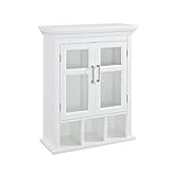 Simpli Home Avington Two Door Wall Cabinet with Cubbies White [並行輸入品]