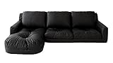 (日本製) フロア コーナー カウチソファ　(レザータイプ　左コーナーセット) ブラック