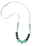 Bite Me Beads Silicone Teething Necklace Mint Grey and White [並行輸入品]