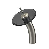 VIGO VG03002BN035 Single Lever Waterfall Faucet with Sheer Black Glass Disc in Brushed Nickel by VIG