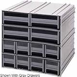 Quantum QIC-83BL Interlocking Gray Storage Cabinet with 8 Blue Drawers, 11.38-Inch by 11-3/4-Inch by