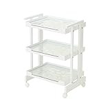 ガラスアートワゴン 3段 幅52cm×奥行38cm×高さ71cm ホワイト [ ガラスワゴン エステワゴン ネイルワゴン キッチンワゴン マルチワゴン サイドワゴン キャスター付き 収納 業務用 サロン ワゴン ラック ]