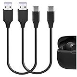 Geekria PUレザー 充電ケーブル 互換性 Type-C 充電コード USB to USB-C ジェイビーエル JBL Endurance Race 2 Vibe Buds 2 Vibe Flex 2 Vibe Beam 2 に対応 (黒 / 30cm 2パック)