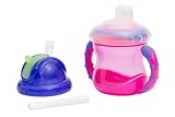 Nuby スーパーマグ・スパウト&フリップイットセット/240ml/ピンク【長く使える】【ツインハンドル】FDNB1018203