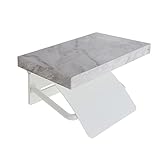 ヤマソロ トイレットペーパーホルダー 1連 おしゃれ 棚付き 紙巻器 完成品 トイレ 天板付き 北欧 スチール 大理石柄 ブラン Blan 41-048 (ホワイト)