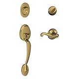 Plymouth Single円柱Handleset and Flairレバー、アンティーク真鍮( f60 V PLY 609 FLA )