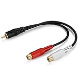 PCATEC 20cm アダプタケーブル 1→2分岐 1RCAオス-2RCAメス Y型 RCA オーディオケーブル モノラル→ステレオ変換 ウーファー対応 赤白