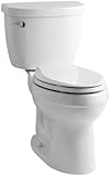 KOHLER K-3589-0 Cimarron Comfort Height Elongated 1.6 gpf Toilet with AquaPiston Technology, Less Se