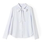 [アオキ] 長袖 ブラウス ボウタイ きれいめ 選べるデザイン 洗える 通勤 オフィス レディース ブルー(LE25-020S)