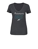 NFL Philadelphia Eaglesレディース半袖VネックTシャツ、スモール、Winningランクチャコールヘザー