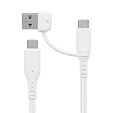 オウルテック 2in1充電ケーブル 1.5m 150cm 超タフで断線に強い 耐屈曲10万回以上 最大PD60W充電／データ転送 USB Type-A／USB Type-C to USB Type-C ホワイト OWL-CBA5ACC15-WH