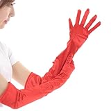 [ps.j] ロンググローブ グローブ コスプレ ウェディング サテン 手袋 ストレッチ (レッド)