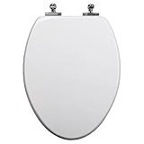 Topseat細長いトイレシートW / Slow Close Chromedメタルヒンジ、木製、ホワイト