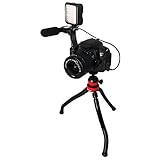 King best マイク ビデオライト 写真撮影キット Youtube vlog用 ビデオキット単一指向性コンデンサー カメラ マイク ビデオ ブログ キット kingbest三脚、ボール ヘッド、ポーチ バッグ、ウィンドスクリーン、ショック マウント付き