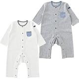 ( チャックル ) chuckle ポケット 長袖 前開 カバーオール グレー 70cm P2959E-70-00