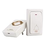 MolySun ドアベル ワイヤレス 玄関自宅電源のリモートボタンとレシーバMP3デジタル長距離防水のワイヤレスドアベルUSプラグ（メイン白）