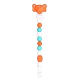 Kuke おしゃぶりホルダー　ビーズ歯固め　クリップ　無毒 ベビーカー お出かけ 落下防止 (オレンジ)