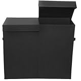 モダンLittles Smarty Pants Foldingダブルランドリーバスケット、ソリッドブラック