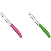 Victorinox Wavy Edge Steak & Tomato Knife, Round Tip, Pink, 6.7836.L115 and Victorinox Classic Wavy Edge Steak and Tomato Kni