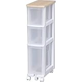 アイリスオーヤマ キッチンチェスト 木天板 幅21.2×奥行42.1×高さ85.5 ホワイト/ペアー KC-021V