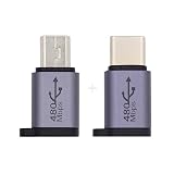 xiwai Mini USB Type-C USB-C オス-マイクロUSB2.0メス電源データアダプター 480Mbps チェーンホール付き 2個/ロット