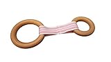Intuitoys Two Ring Teether (Candy Stripe Pink) Handmade in USA Natural Wood Teether Baby Rattle Deve
