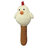 Cheengoo Organic Crocheted White Hen Stick Rattle [並行輸入品]