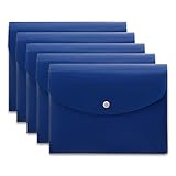 プラス ポケット付エンベローブ(マチ付ファイルバッグ)A5ヨコ ブルー 5枚 88-578