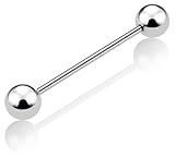 [From da Phactory] フロム ダ ファクトリー サージカルステンレスシリーズ ストレートバーベル 軟骨ピアス (14G,シャフト28mm,ボール5mm,メタルカラー ステンレスシルバー)
