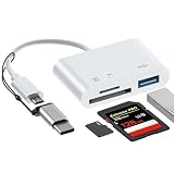 メモリ カード アダプター ? 3 in 1 USB C USB 3.0 デュアル コネクタ アダプター |ポータブル Type-C カードリーダー、MS CF TF カードを同時に読み取り、MMC/-MMC/UHS-I/MS/MS Pro/CF ブラック/ホワイトをサポート