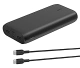 Belkin モバイルバッテリー3C対応 CCC iPhone 17,16～12対応 大容量26000mAh 5V3A 最大32W(20W USB-C + 12W USB-A) PSE認証 機内持込可能 PD高速充電対応 PPS対応 BPB016btBK