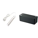 ELECOM 電源タップ 雷ガード 個別スイッチ ほこりシャッター付 6個口 5m ホワイト T-K6A-2650WH + ELECOM ケーブル収納ボックス 6個口電源タップ収納 ブラック EKC-