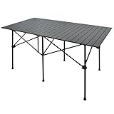 雑貨の国のアリス アウトドアテーブル 140cm ロールテーブル 折りたたみ アルミ (ブラック)