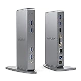 Wavlink USB 3.0ユニバーサル デュアル ディスプレイ ドッキングステーション ギガビットイーサネット オーディオ 搭載 最2048x1152のDVI & HDMI & DVI ポート USBポートX 6（USB 3.0 X2 + USB 2.0 X 4）、ラップトップ/ PC / Mac用オーディオ出力/入力 Windows 10 / 8.1 / 8/7＆ XPシステム対応 ブラック …