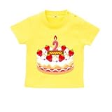 BabyChips Birthday Cake2(名入れ半袖ベビーTシャツ) 90 イエロー