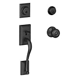 Schlage F62-ADD-GEO Addison Double Cylinder Handleset with Georgian Interior Kno, Matte Black by Sch