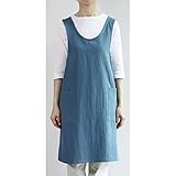 ウォッシュドコットン クロスオーバーエプロン (ブルー)