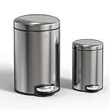 mVm ゴミ箱 ペダル式 ふた付き2個 12Lと3Lセット スリム おしゃれ ステンレス ダストボックス 頑丈 耐汚 指紋防止 キッチン リビング トイレ 洗面所隙間 オフィス用 丸形 グレー