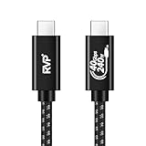 RVP+ USB4 Thunderbolt 4ケーブル 40Gbps 8Kビデオと240W充電 フル機能USB Cケーブル Thunderbolt 3に対応 編組ナイロンケーブル 6フィート ブラック, RVP-TH100-BK-6FT