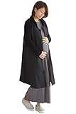 greenleafbaby レディースコート Aライン フレアコート スプリングコート ニット切替 ハイネック 襟袖ボタン付き (Ｍ, ブラック)