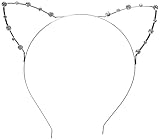 OliaDesignクリスタルパールショットin Cat Ears Child /大人用ヘアバンド（2パック）、シルバー