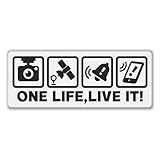 【たみ屋】 One Life, Live it! マグネットシート ドラレコ GPS アラーム 注意喚起 8.5cm×22.5cm 耐候防水性日本製シール OLLI-dr (マグネット)