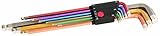WIHA 36987 Color Coded Ball End Hex L-Key Long Arm Set with Holder, 9-Piece [並行輸入品]