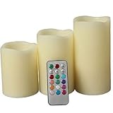 Simplyシルバー – 新しいのセット3 LEDアイボリーFlameless Candles withリモートコントロール4 " 5 " 6 "