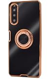 [PLATA] Xperia 10 IV (SO-52C / SOG07 / A202SO / XQ-CC44) メタリック バンパーソフトカラーケース ソフト TPU素材 ストラップホール スマホリング 付き 【 ブラック 】
