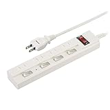 オーム電機 電源タップ コンセントタップ 節電タップ 雷ガード/ブレーカー付 4個口 5m 個別/一括集中スイッチ付き 感電防止シャッター付きコンセント フリープラグ HS-TPKV45W-22 00-1581 OHM
