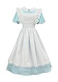 [OMZIN] メイド服 ロング 英国風 ゴスロリ ワンピース セクシー アニメ アリス風 メイドコスチューム 大人 男女兼用 コスプレ 舞台衣装 グリーン 4XL