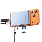 ORICO 10Gbps 磁気吸着式 M.2 NVMe SSD ドライブケース USB C ドッキングステーション、iPhone 17/16/15 Pro/Max/Plus ProRes 直接録画対応、TF/SDカードスロット、 PD 100W、2230/2242/2260/2280サイズ対応 B+M M-Key -AP80F（青）