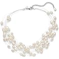 Multi Strand White Freshwater Cultured Pearl Necklace, 17", Pearl, Pearl
